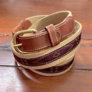 Bonobos leather detail woven boho southwestern belt sz 42